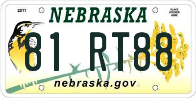 NE license plate 81RT88