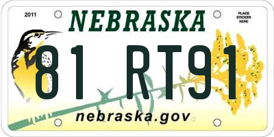 NE license plate 81RT91