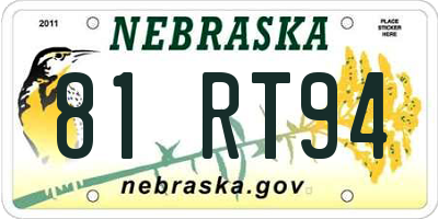 NE license plate 81RT94