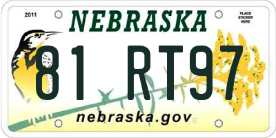 NE license plate 81RT97