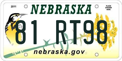NE license plate 81RT98
