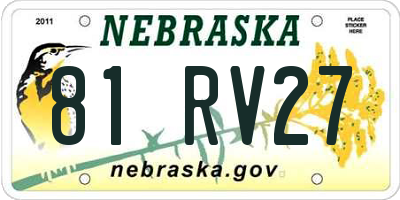 NE license plate 81RV27