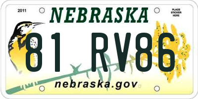 NE license plate 81RV86