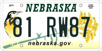 NE license plate 81RW87