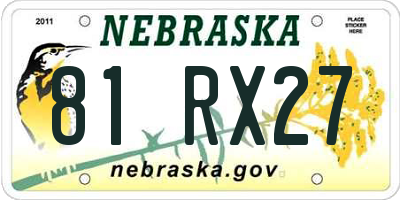 NE license plate 81RX27