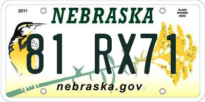 NE license plate 81RX71