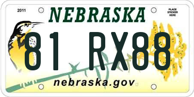 NE license plate 81RX88