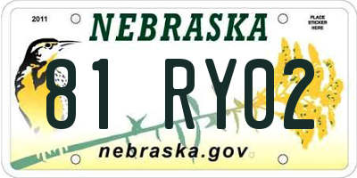 NE license plate 81RY02