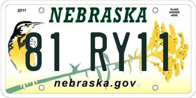 NE license plate 81RY11