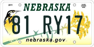 NE license plate 81RY17