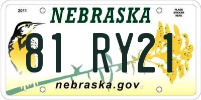 NE license plate 81RY21