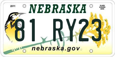 NE license plate 81RY23