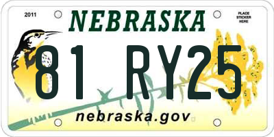 NE license plate 81RY25