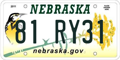 NE license plate 81RY31