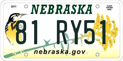 NE license plate 81RY51
