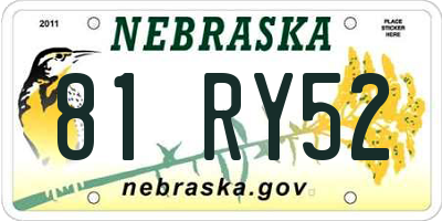 NE license plate 81RY52
