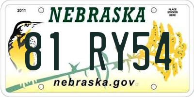 NE license plate 81RY54