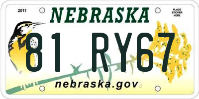 NE license plate 81RY67