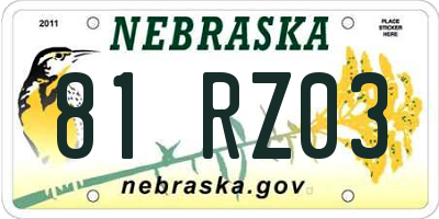 NE license plate 81RZ03