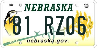 NE license plate 81RZ06