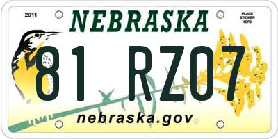 NE license plate 81RZ07