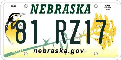 NE license plate 81RZ17