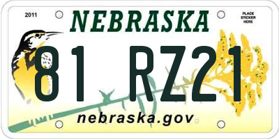 NE license plate 81RZ21
