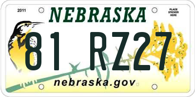 NE license plate 81RZ27