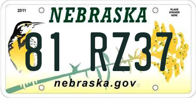 NE license plate 81RZ37