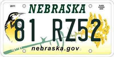 NE license plate 81RZ52