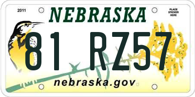 NE license plate 81RZ57