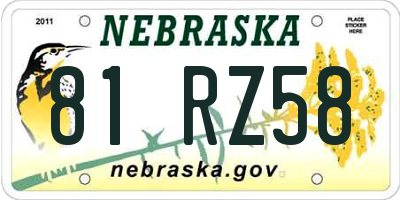 NE license plate 81RZ58