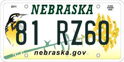 NE license plate 81RZ60