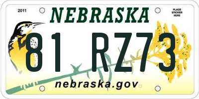 NE license plate 81RZ73