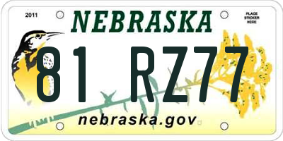 NE license plate 81RZ77