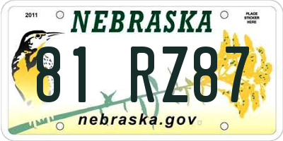NE license plate 81RZ87