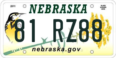 NE license plate 81RZ88