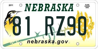 NE license plate 81RZ90