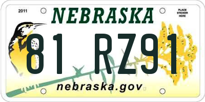 NE license plate 81RZ91