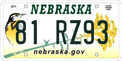 NE license plate 81RZ93