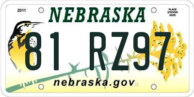 NE license plate 81RZ97