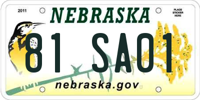 NE license plate 81SA01