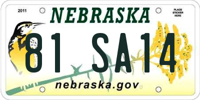 NE license plate 81SA14