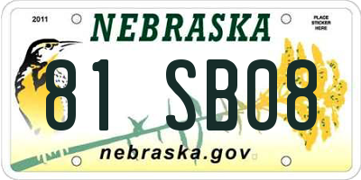 NE license plate 81SB08