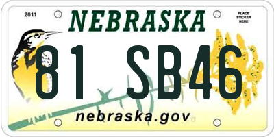 NE license plate 81SB46
