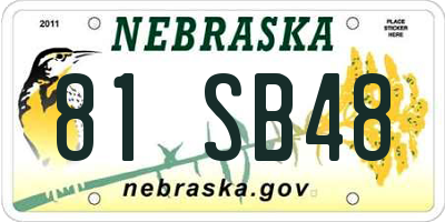 NE license plate 81SB48