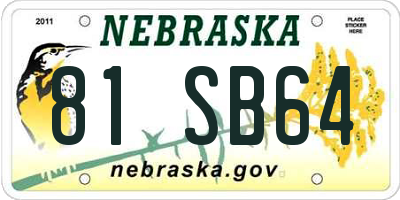 NE license plate 81SB64