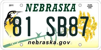 NE license plate 81SB87