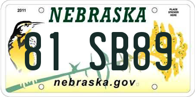 NE license plate 81SB89