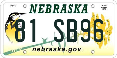 NE license plate 81SB96